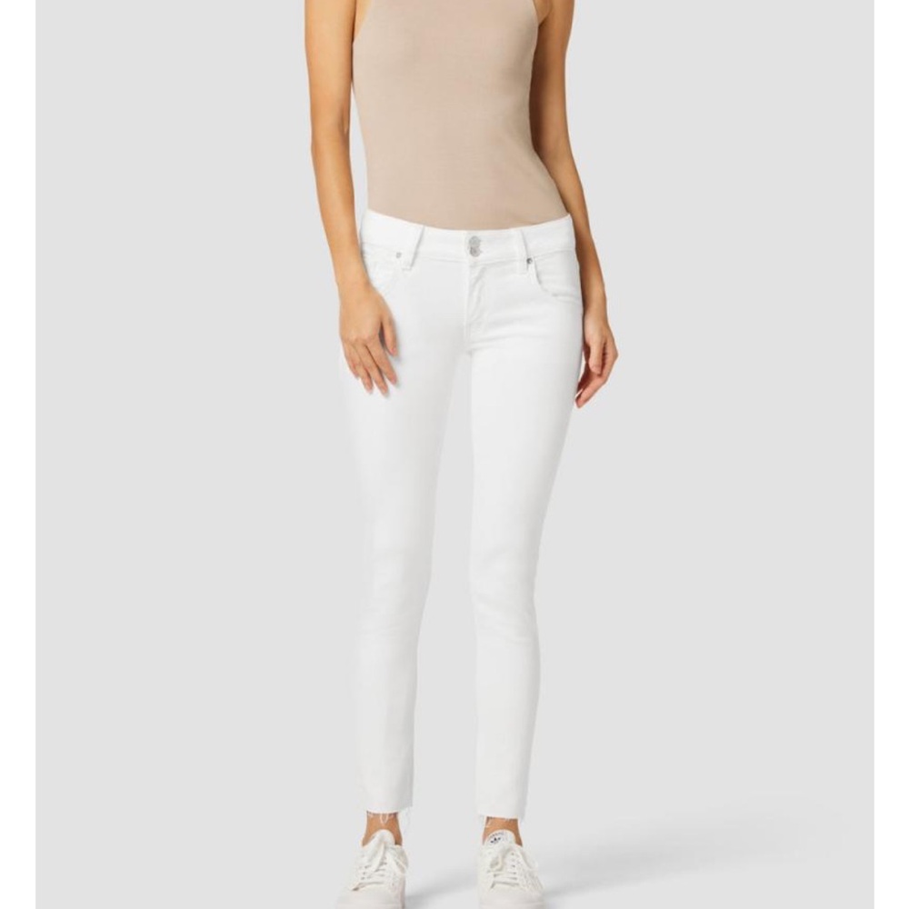 Hudson Collin Mid-Rise White Skinny Jeans